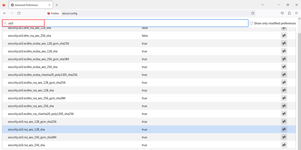 SSL_ERROR_NO_CYPHER_OVERLAP Firefox エラーを修正する方法? (4メソッド) 10 List of all SSL3 configurations in Firefox