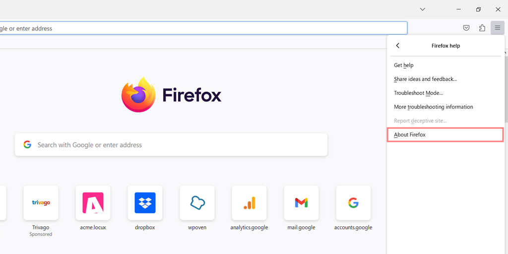 SSL_ERROR_NO_CYPHER_OVERLAP Firefox エラーを修正する方法? (4 方法) 4 The “About Firefox” option in the browser menu