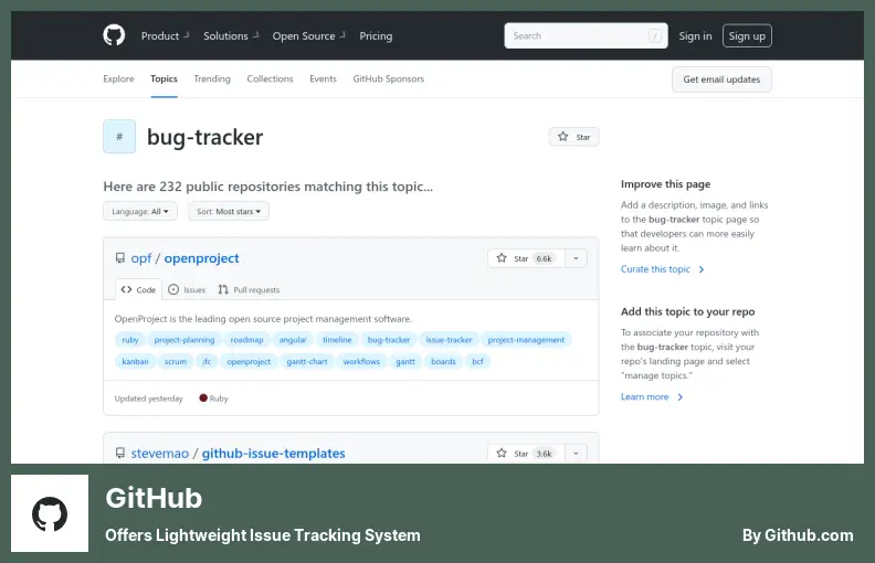GitHub - 軽量の問題追跡システムを提供