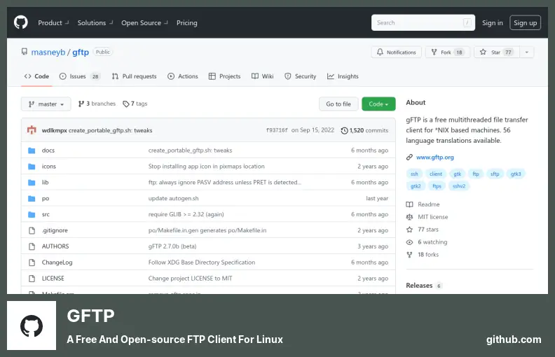 gFTP - 適用於 Linux 的免費開源 FTP 客戶端