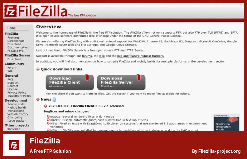 FileZilla - โซลูชัน FTP ฟรี