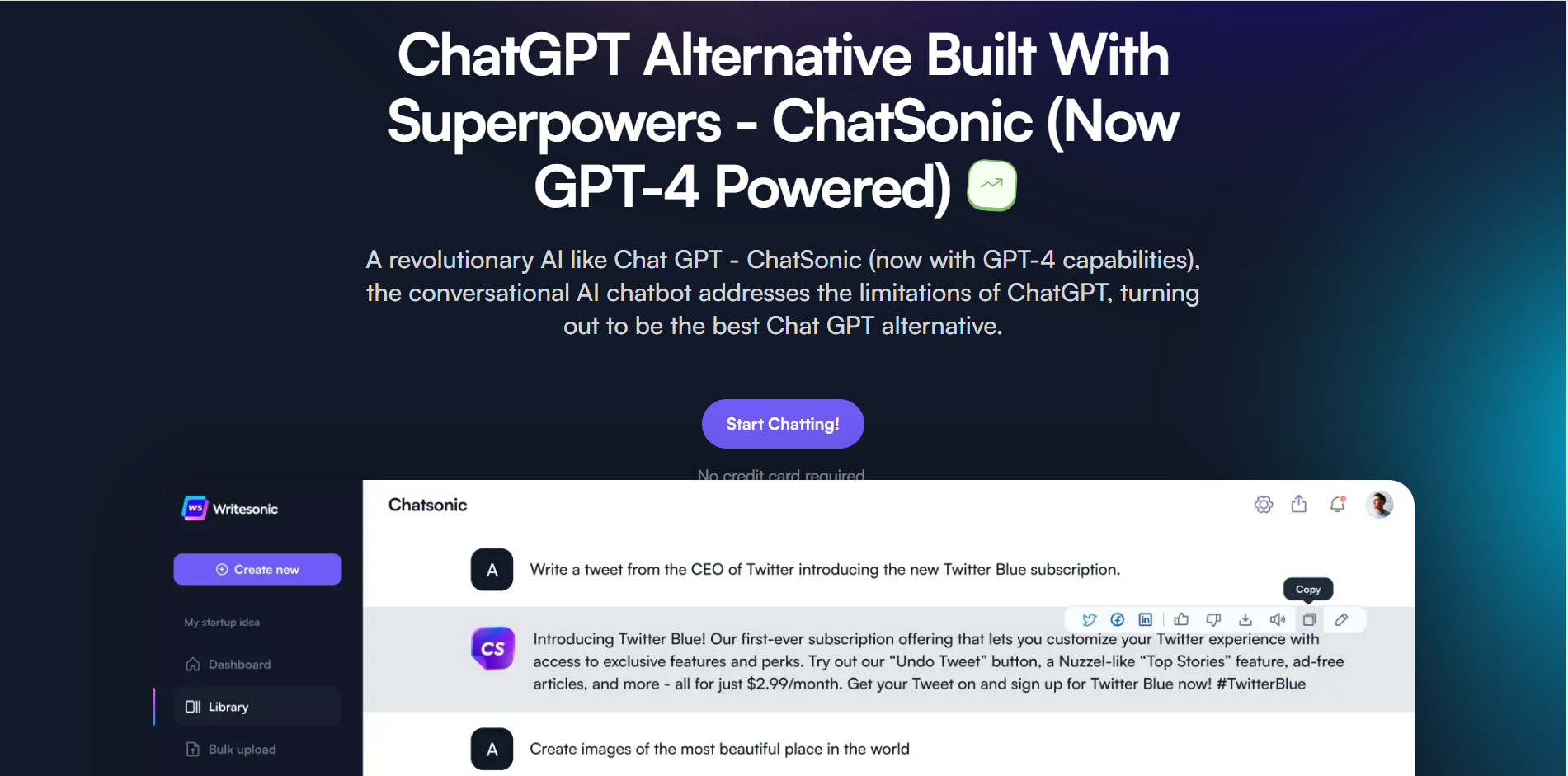 ChatSonic は会話型 AI チャットボットの 1 つです。