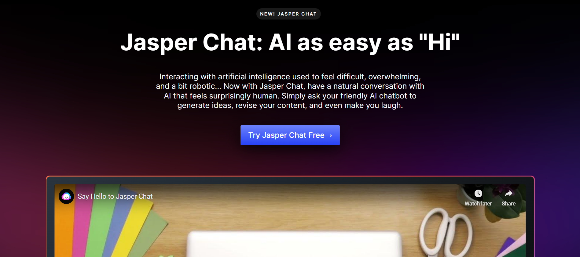 Jasper Chat este un chatbot online Ai de calitate