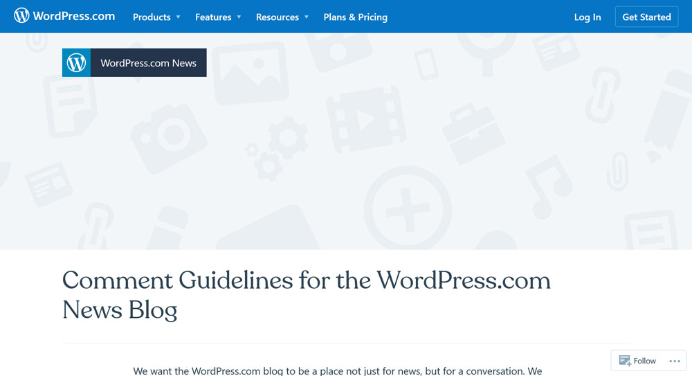 wordpress.com コメント ガイドラインの例