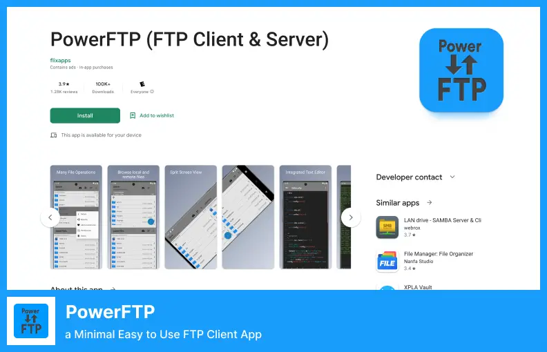 PowerFTP - 最小限の使いやすい FTP クライアント アプリ