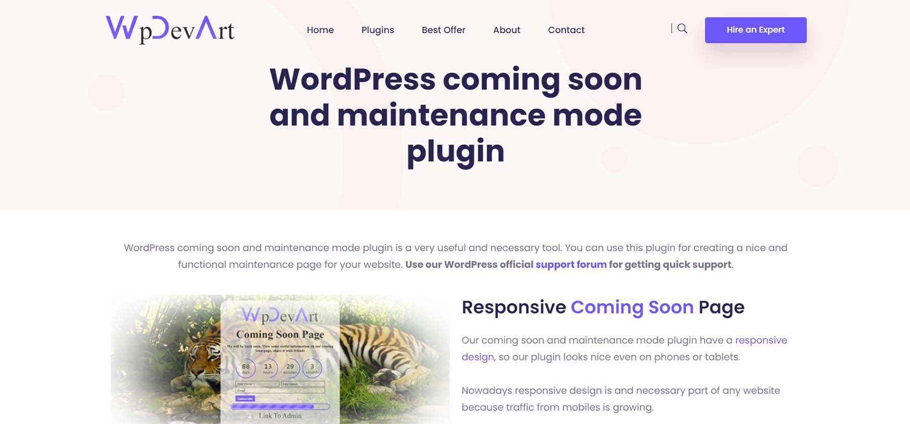 WP Dev Art WordPress 即將推出和維護模式插件