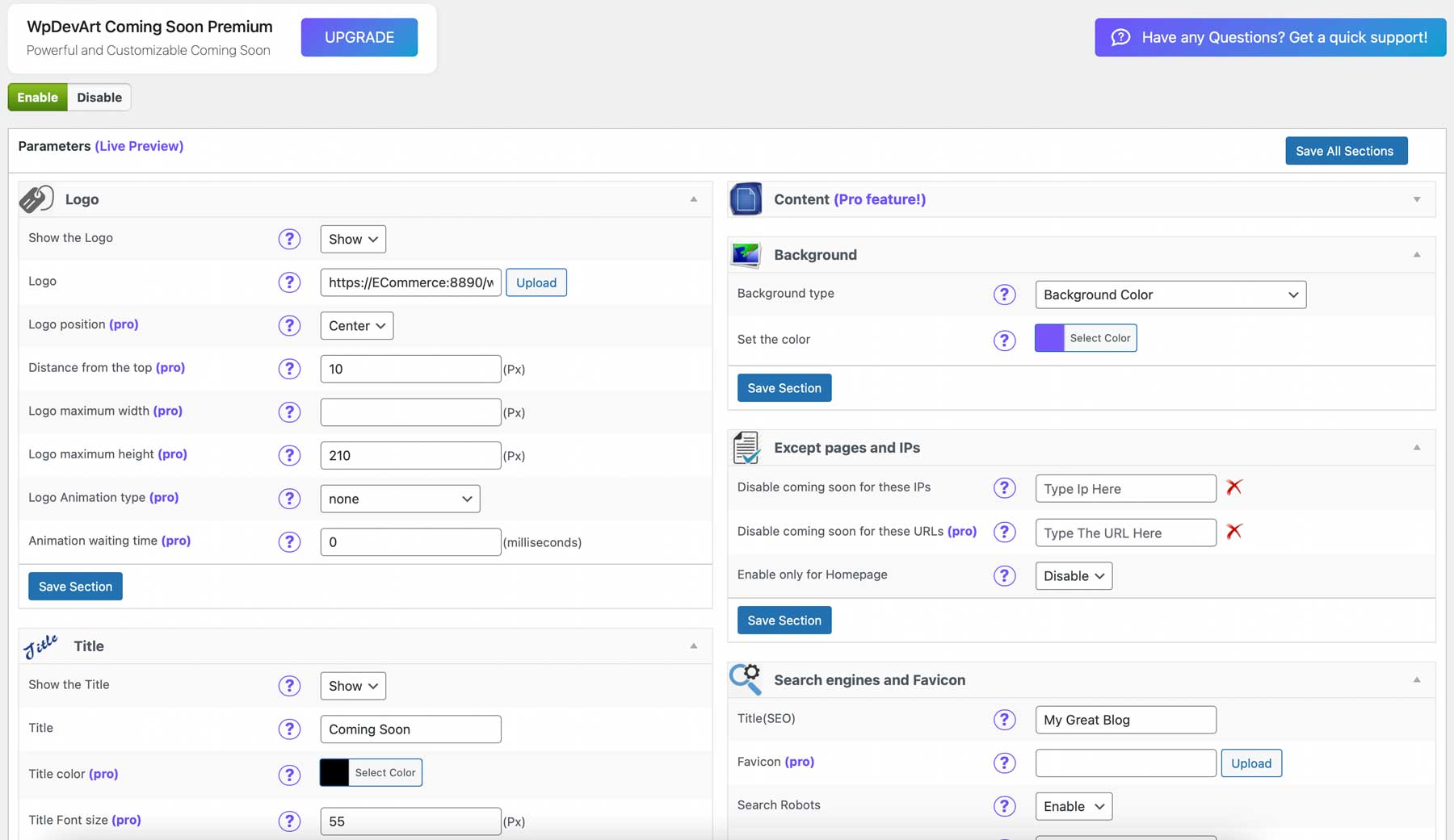 Configuración de WpDevArt próximamente