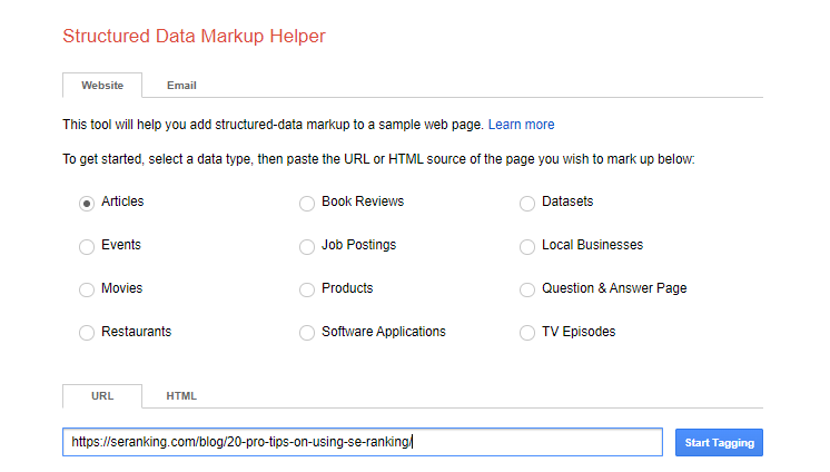 Formulir di Pemandu Markup Data Terstruktur