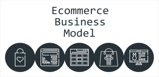 concetto di sfondo del modello di business e-commerce con icone