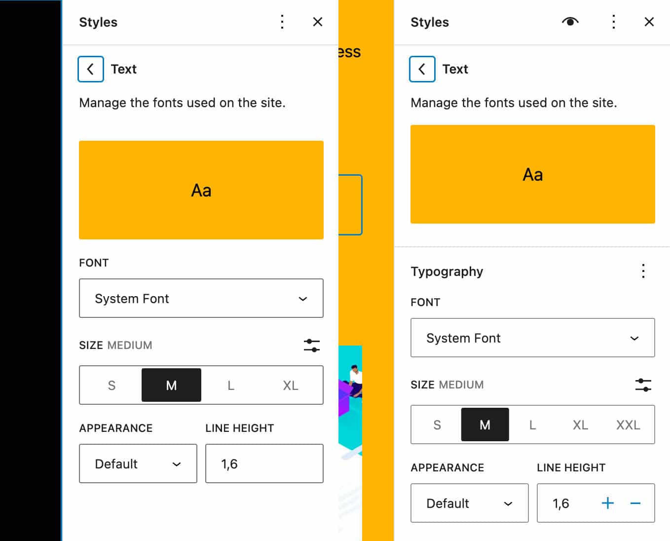 WordPress 6.1 と WordPress 6.2 のタイポグラフィ コントロール