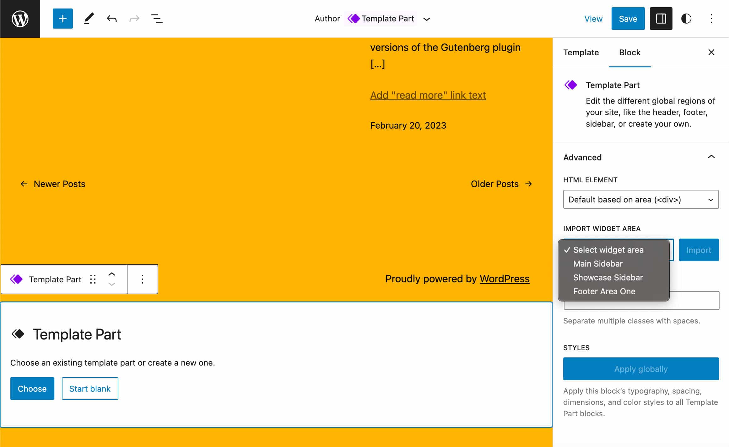 WordPress 6.2 でウィジェット領域をインポートする