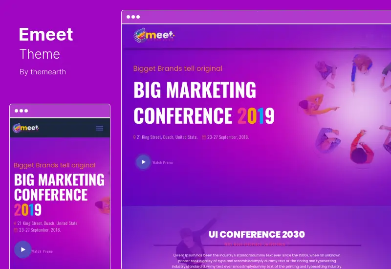Emeet テーマ - イベント、会議、ミートアップの WordPress テーマ