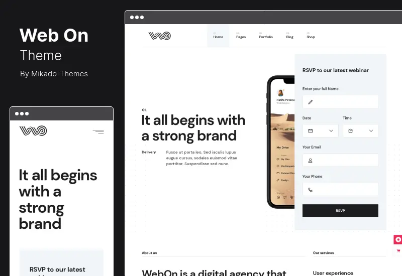 WebOn テーマ - ランディング ページの WordPress テーマ