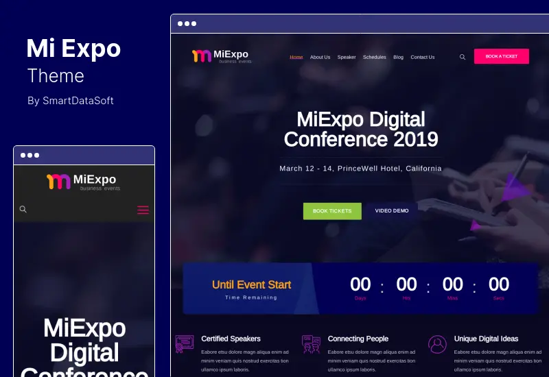 MiExpo テーマ - イベント カンファレンス Elementor WordPress テーマ