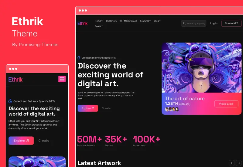 Ethrik テーマ - Creative & NFT Affiliate WordPress テーマ