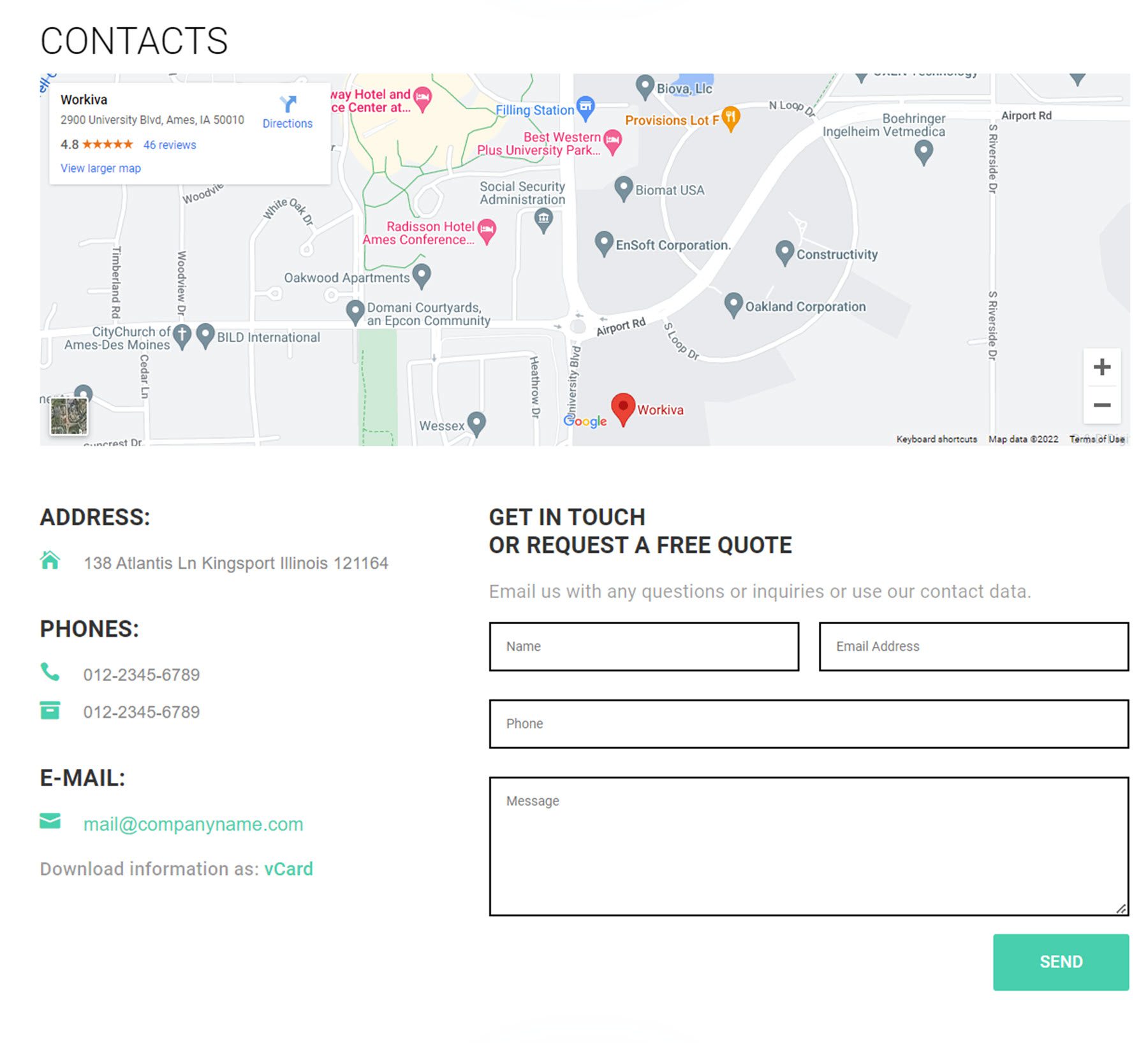 Divi 製品ハイライト 究極の Divi モジュール UI キット 連絡先 29