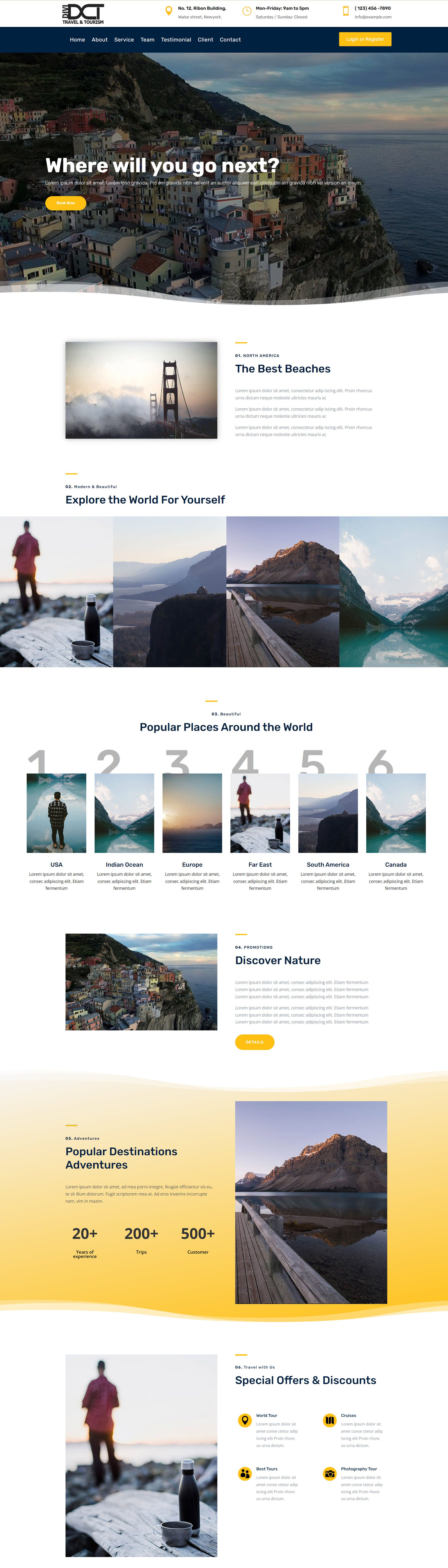 Divi 製品ハイライト 究極の Divi モジュール UI キット Travel 1