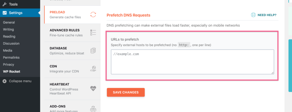 Wp Rocket 프리페치 Dns