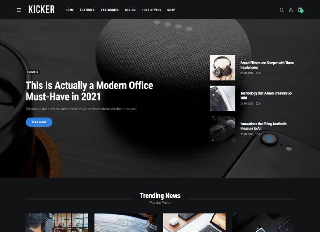 Kicker | Tema WordPress de revista de blog multiuso + Gutenberg