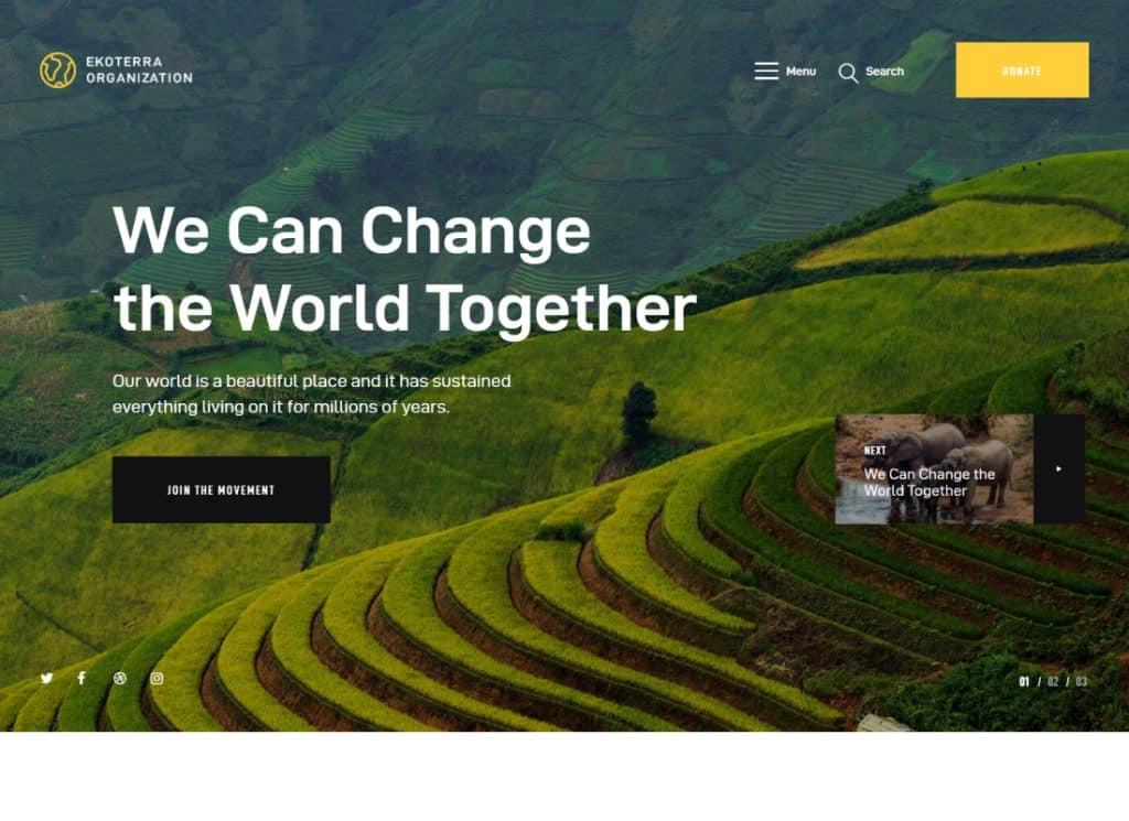 에코테라 | 사회 운동, 비영리 및 생태 WordPress Theme