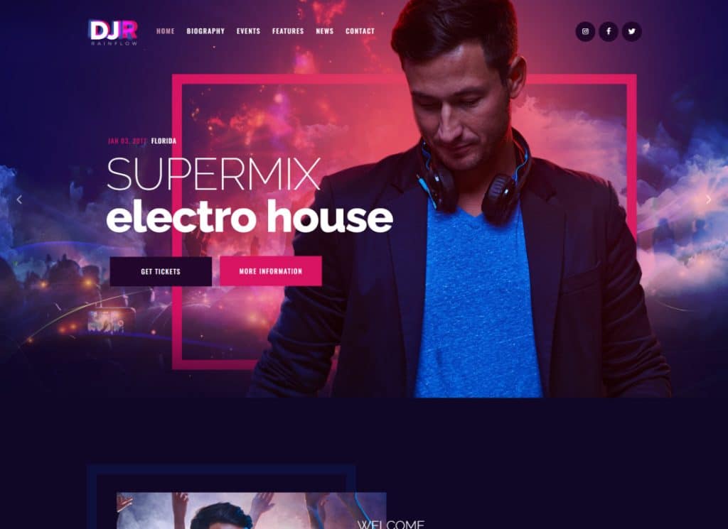 DJ Aliran Hujan | Tema WordPress Band Musik & Musisi