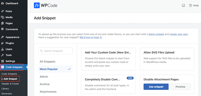 Menambahkan kode khusus ke situs web WordPress Anda dengan WPCode Adding custom code to your WordPress website with WPCode