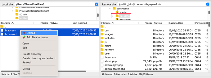 การอัปโหลดไฟล์ไปยังไดเร็กทอรี wp-admin ของเว็บไซต์ของคุณ Uploading the Files to Your Website's wp-admin Directory
