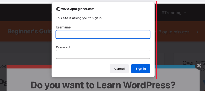 ตัวอย่างรหัสผ่านป้องกันผู้ดูแลระบบ WordPress Password protect WordPress admin example