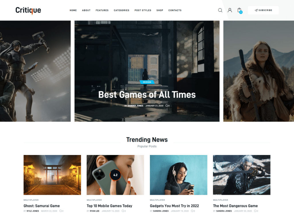 Critique - 雑誌、新聞、レビューの WordPress テーマ