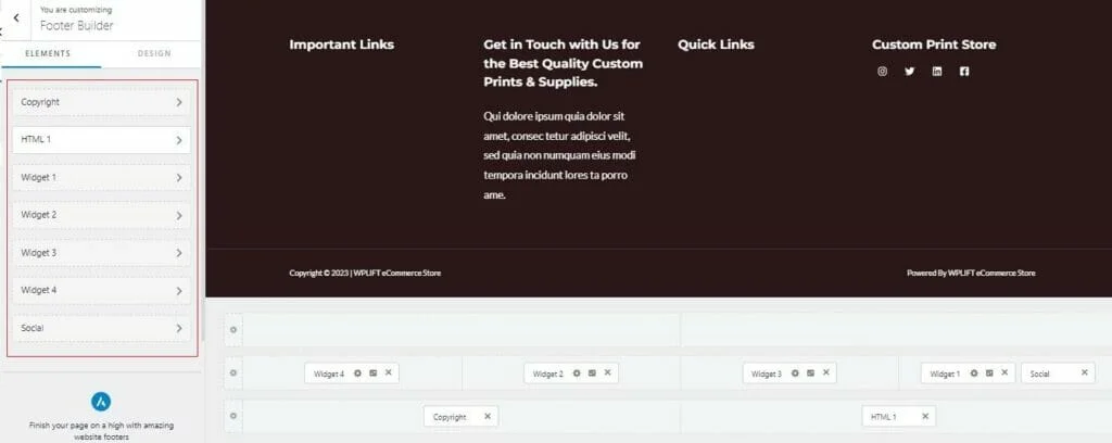 sesuaikan footer Anda - sesuaikan tema woocommerce langkah 3