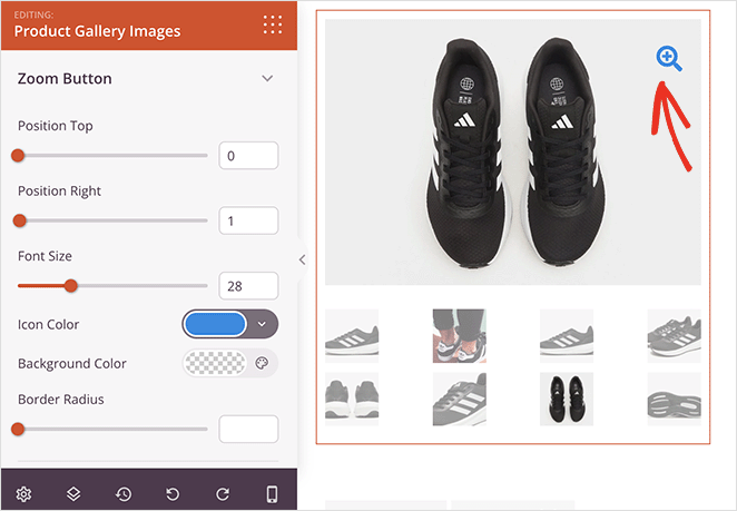 produsgalerieimaginizoomsetari SeedProd Product Gallery block zoom icon settings