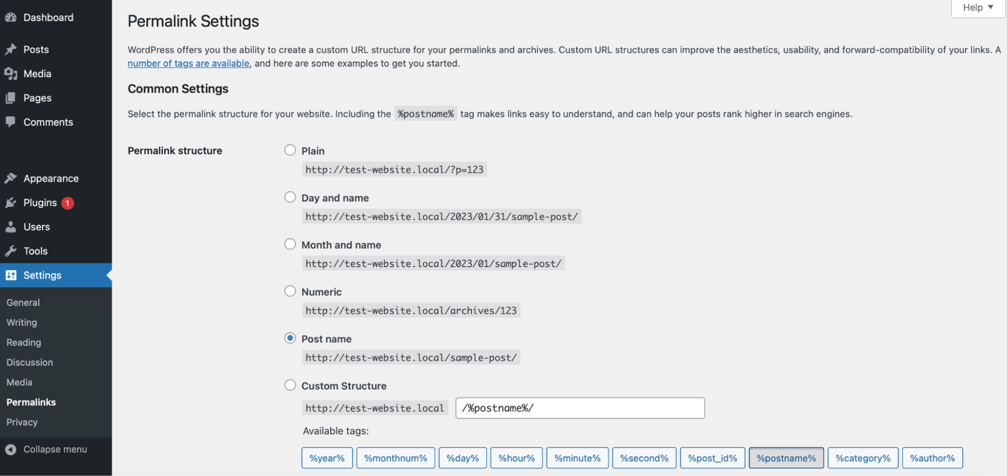 actualizarea setărilor Permalink în WordPress