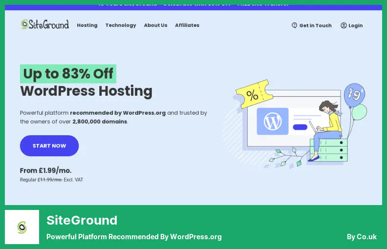 SiteGround - แพลตฟอร์มอันทรงพลังที่แนะนำโดย WordPress.org