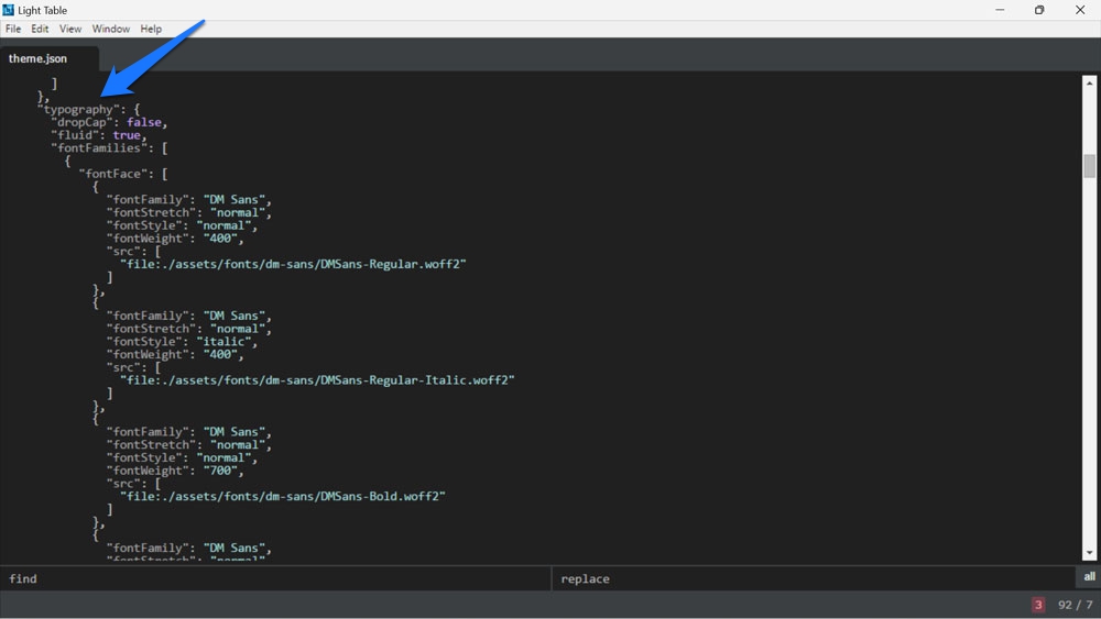setări de tipografie în wordpress theme.json