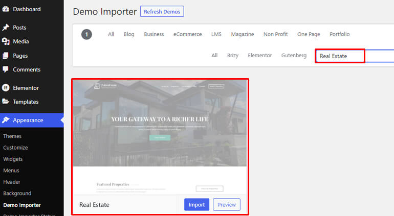 Demo di importazione immobiliare