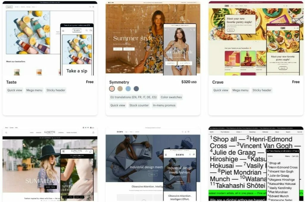 woocommerce vs shopify: 반응형 테마 2
