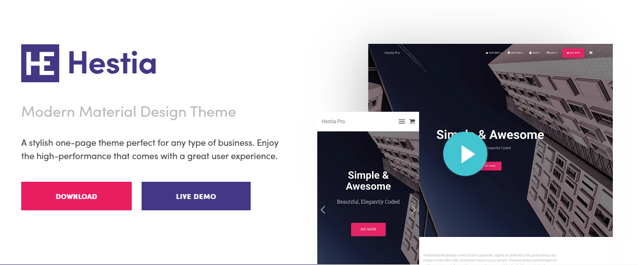 Hestia- temă întunecată wordpress