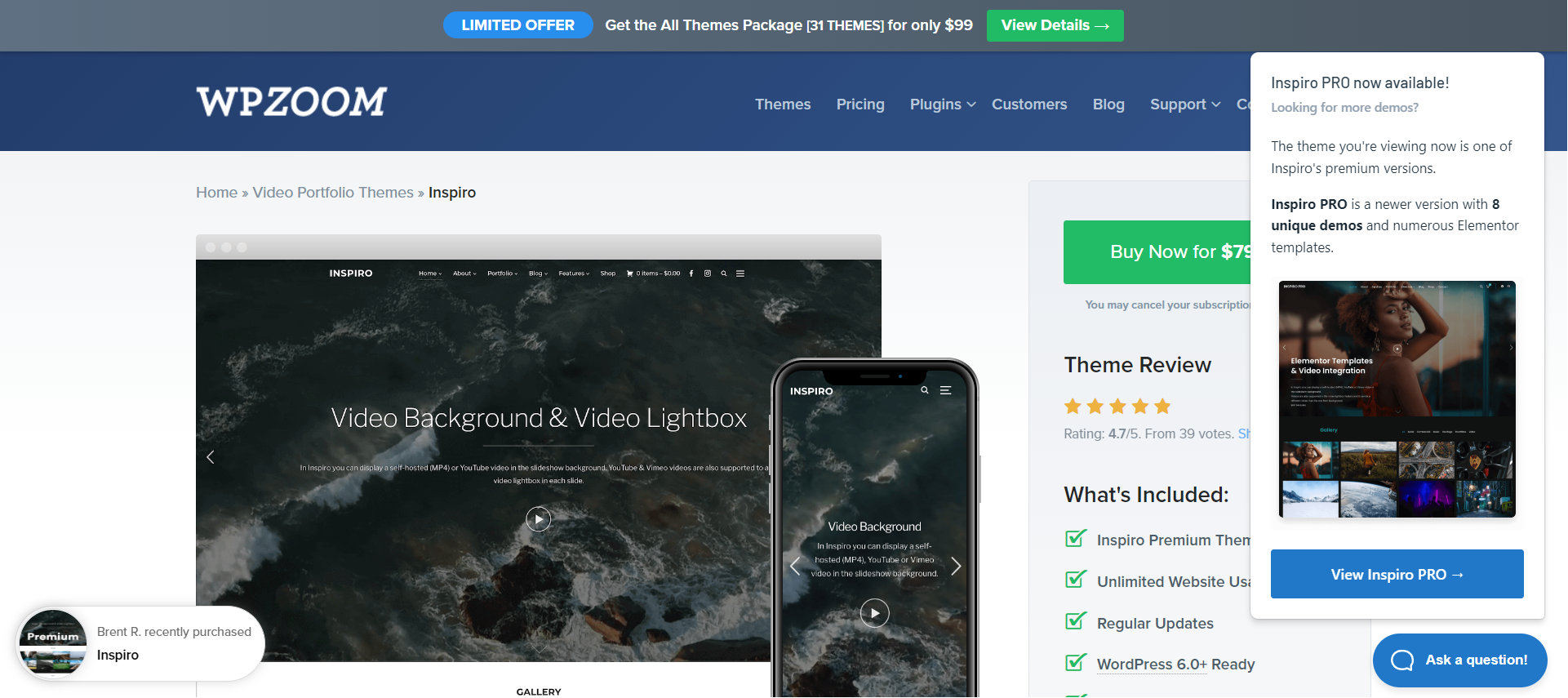 Tema Inspiro - temă întunecată wordpress