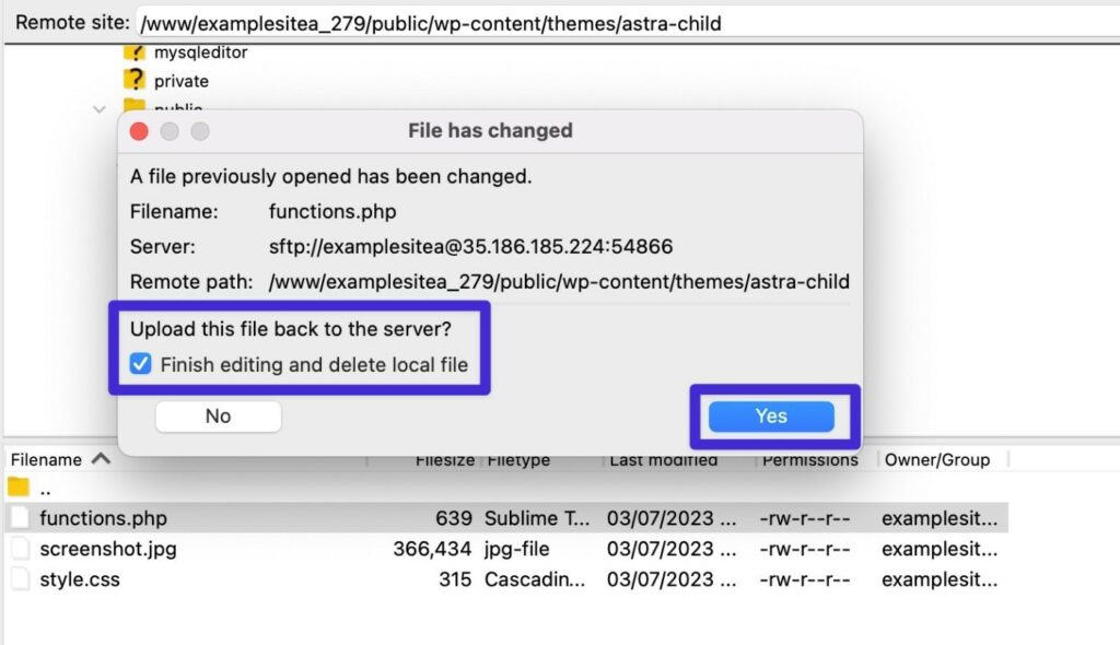 Değişikliklerinizi yaptıktan sonra functions.php dosyasını yeniden yüklediğinizden emin olun.