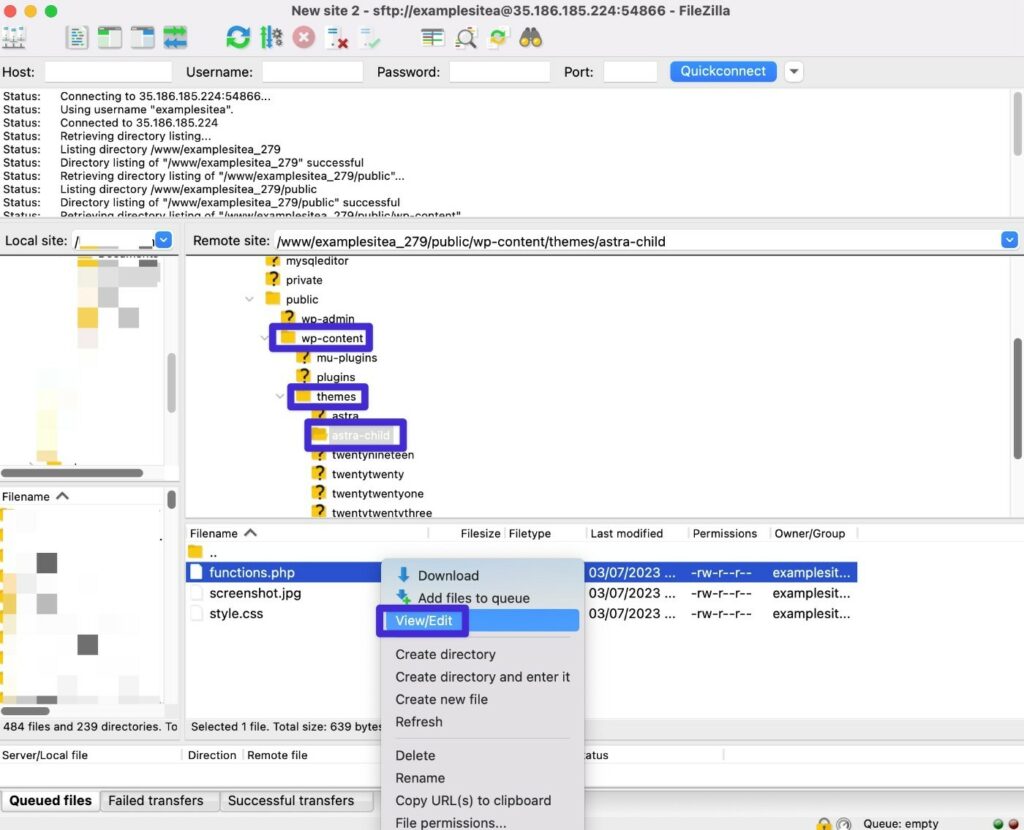 Functions.php dosyası FileZilla ile nasıl düzenlenir?