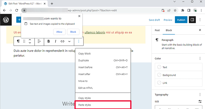 Stilleri yapıştır Paste styles