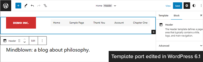 WordPress 6.2'den önce şablon parçası düzenleme Template part editing before WordPress 6.2