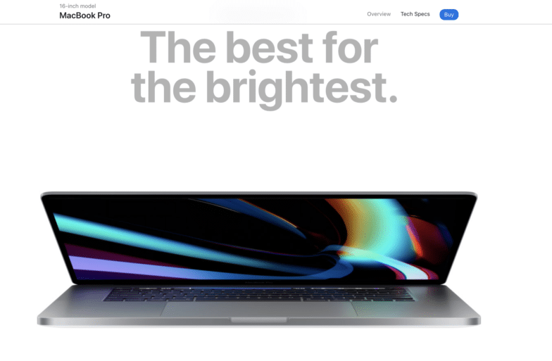滾動屏幕時 MacBook Pro 的屏幕截圖