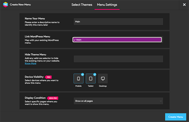 菜单设置 SeedProd Menu settings