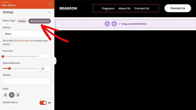 WordPress菜单SeedProd WordPress menu block settings