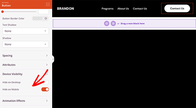 移动设备可见性 SeedProd Hide CTA button on mobile