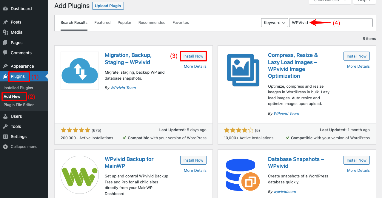 Come clonare un sito WordPress in 3 metodi diversi 14 Install and Activate WPVivid Plugin