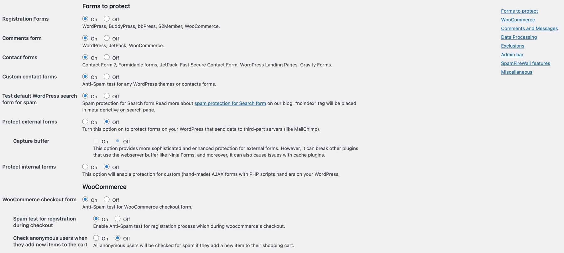 Impostazioni antispam CleanTalk