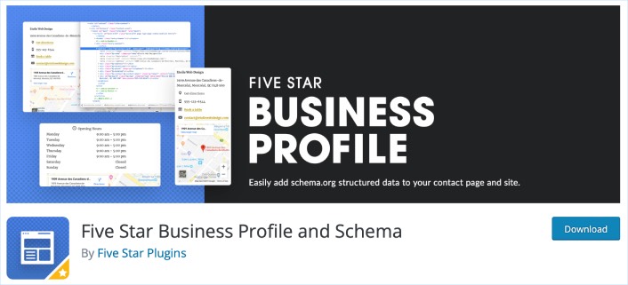 Perfil comercial cinco estrelas e plug-in Schema