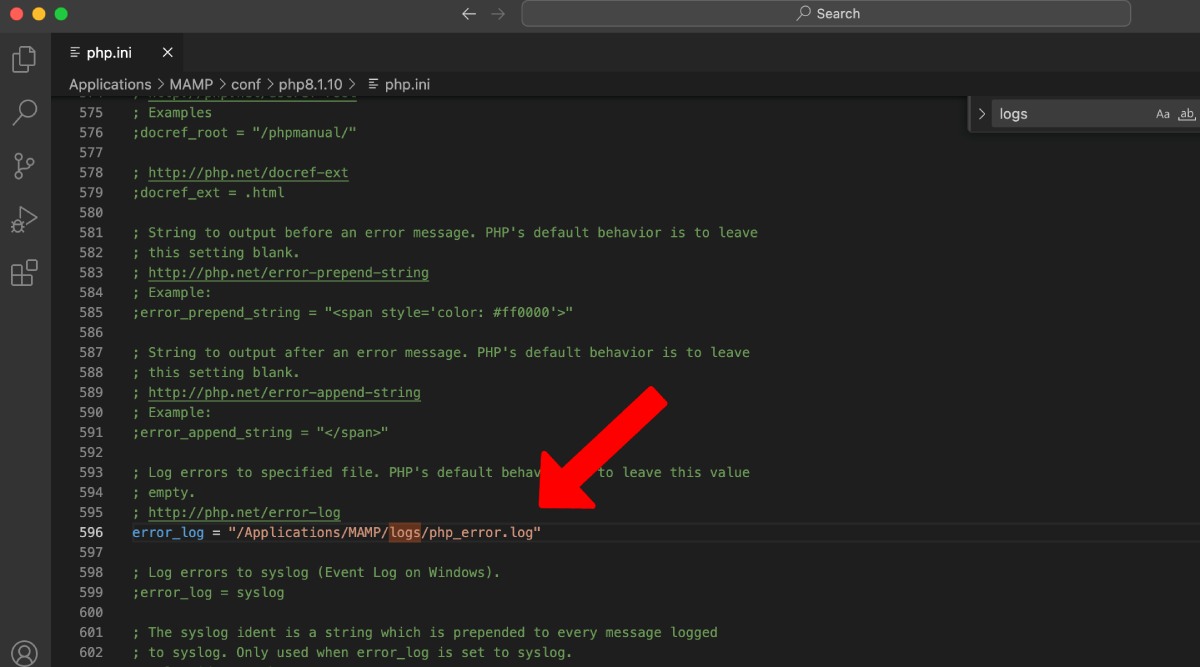 controlla php.ini per trovare dove si trova il file php_error.log